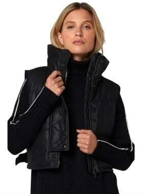 Alp N Rock Cropped Faux Leather La Vitesse Vest Women's Small Black
